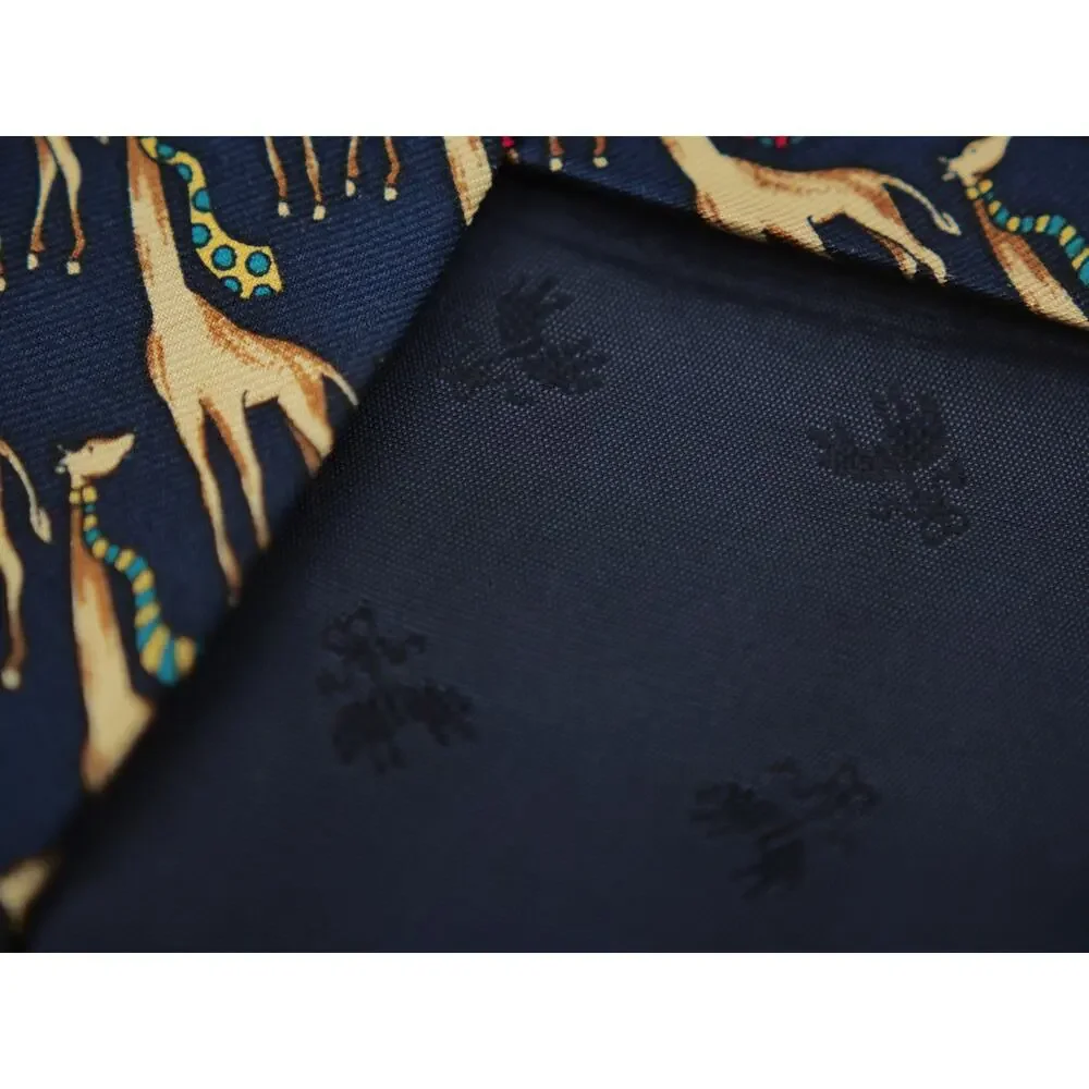 Brooks Brothes Makers Tie 58 in Silk Multicolor Giraffes in Polka Dot Neckties